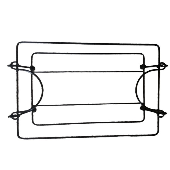 Temptations Wrought Iron Casserole Holder Glass Print Insert Sz. 10”X8” - Picture 2 of 4